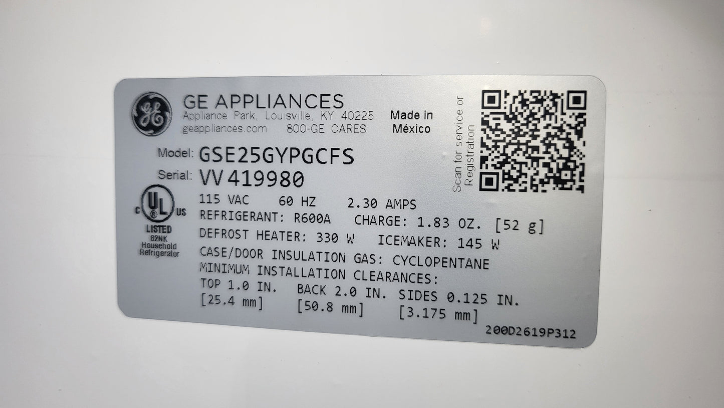 GE ENERGY STAR 25.3 Cu. Ft. Side-By-Side Refrigerator - GSE25GYPFS