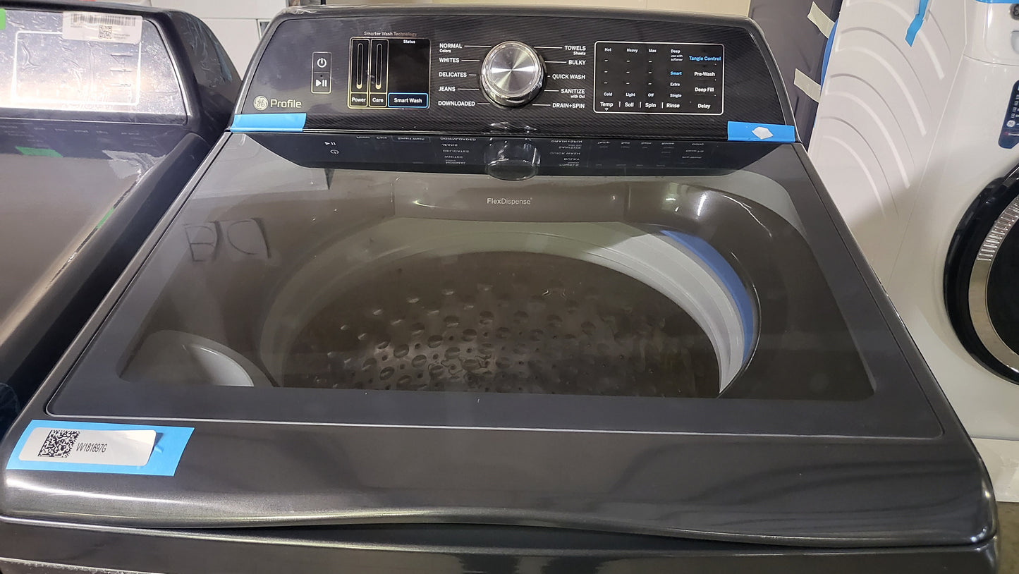 GE Profile Side-by-Side Washer & Dryer Set with Top Load Washer and Electric Dryer (Diamond Gray)