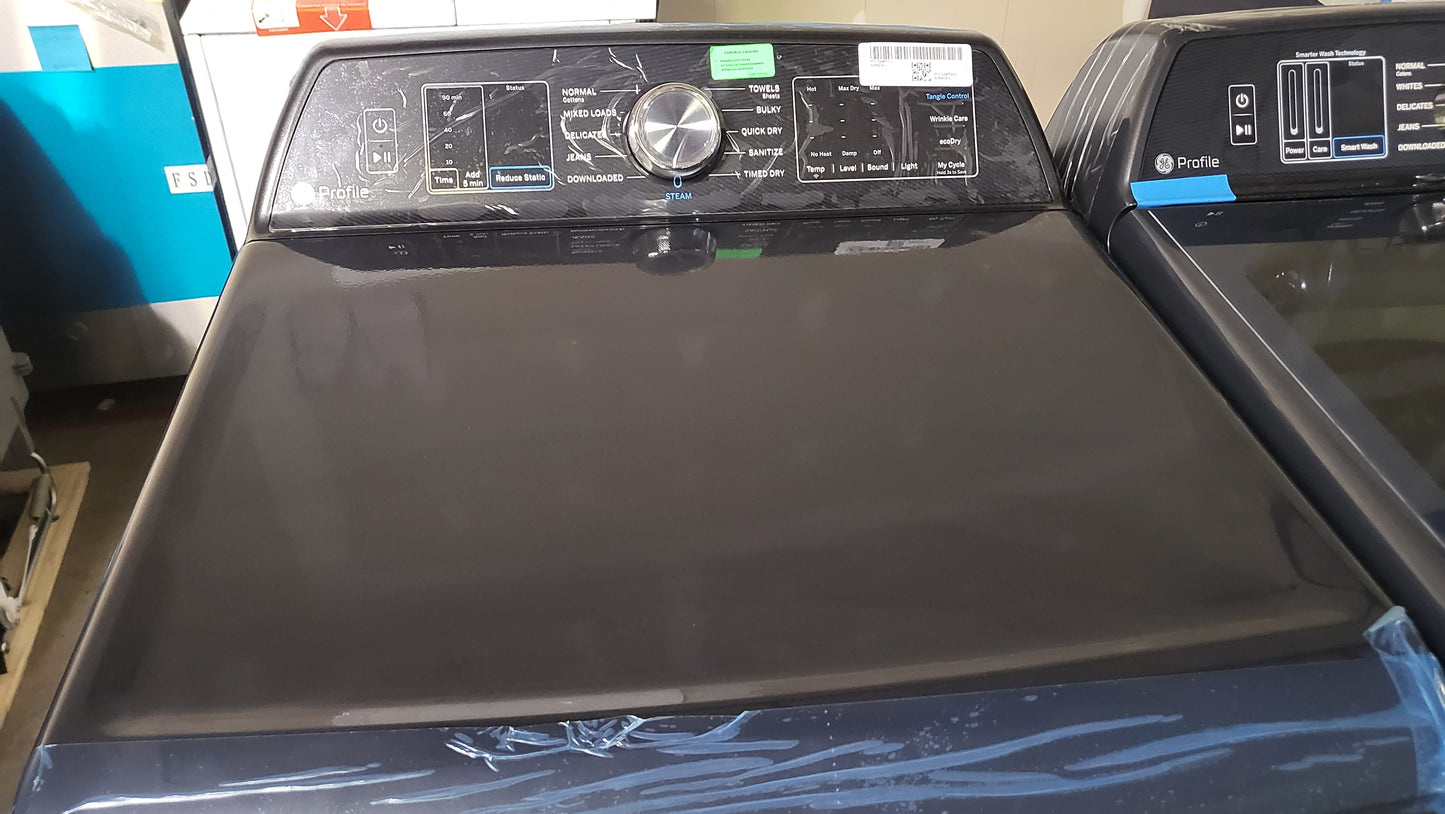 GE Profile Side-by-Side Washer & Dryer Set with Top Load Washer and Electric Dryer (Diamond Gray)