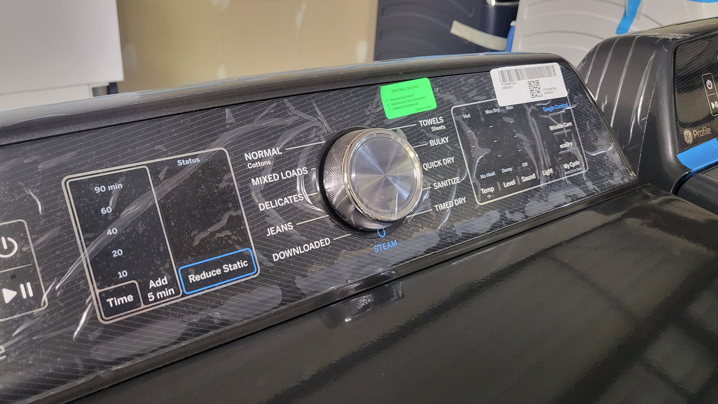 GE Profile Side-by-Side Washer & Dryer Set with Top Load Washer and Electric Dryer (Diamond Gray)