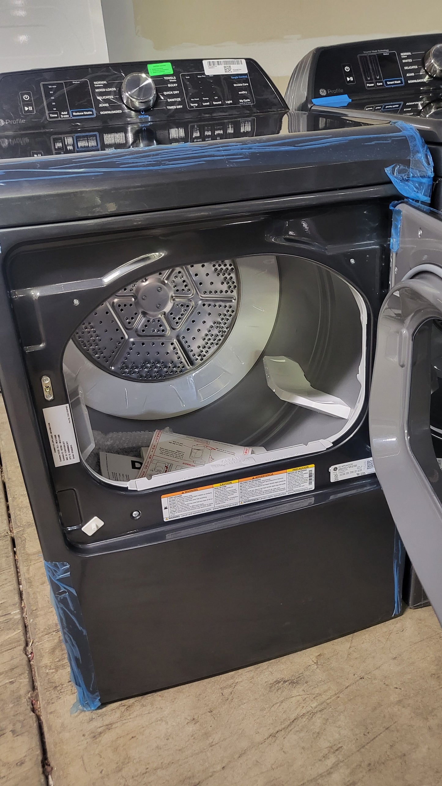 GE Profile Side-by-Side Washer & Dryer Set with Top Load Washer and Electric Dryer (Diamond Gray)