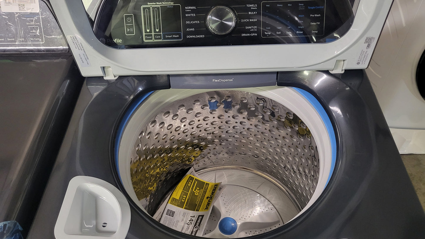 GE Profile Side-by-Side Washer & Dryer Set with Top Load Washer and Electric Dryer (Diamond Gray)
