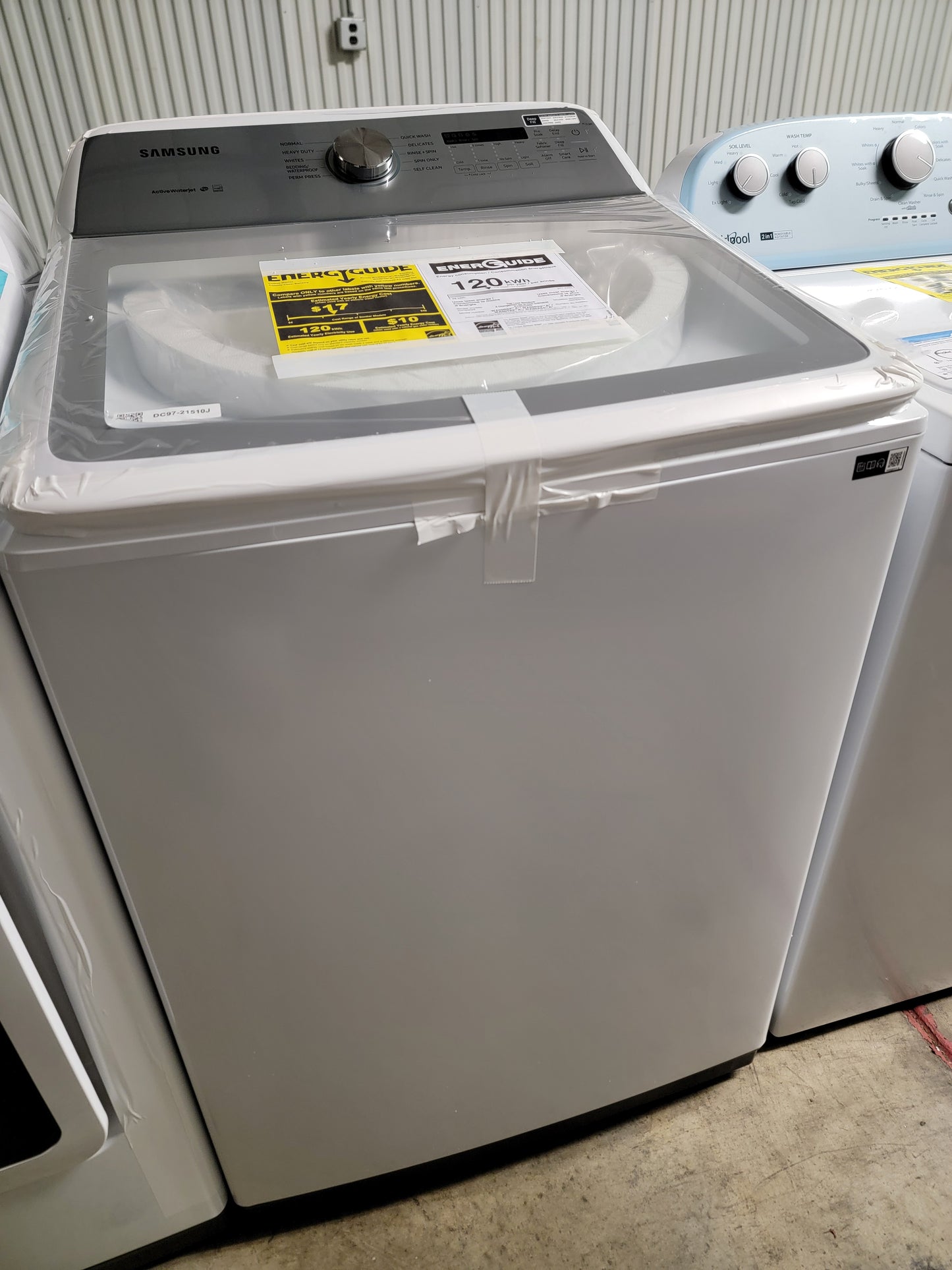 Samsung 5 cu ft High Efficiency Top-Load Washer & 7.4 cu ft Steam Cycle Smart Electric Dryer Set (White) ENERGY STAR - WA50R5200AW/DVE52A5500W