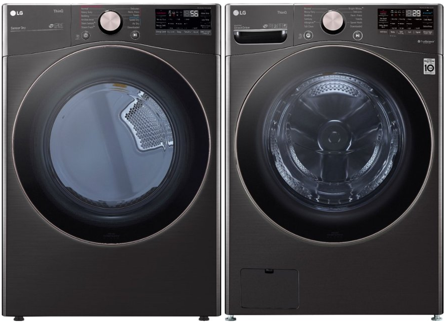 LG TurboWash 360 4.5 cu ft & TrueSteam 7.4 cu ft Stackable Smart Front-Load Washer/Dryer Set (Black Steel) ENERGY STAR - WM4000HBA/DLEX4200B