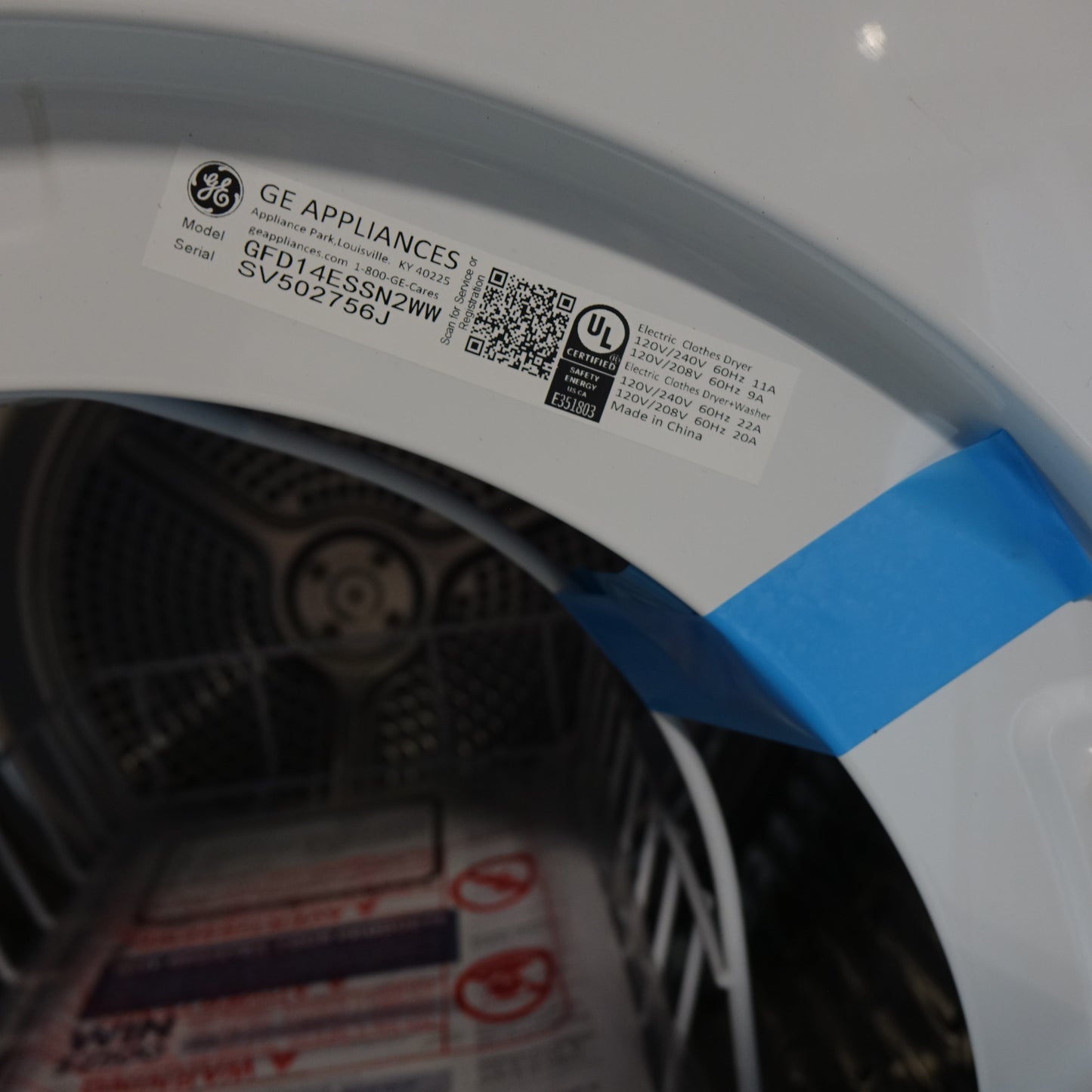 GE 4.3 cu. ft. 24in Front Load Stackable Electric Dryer - GFD14ESSNWW