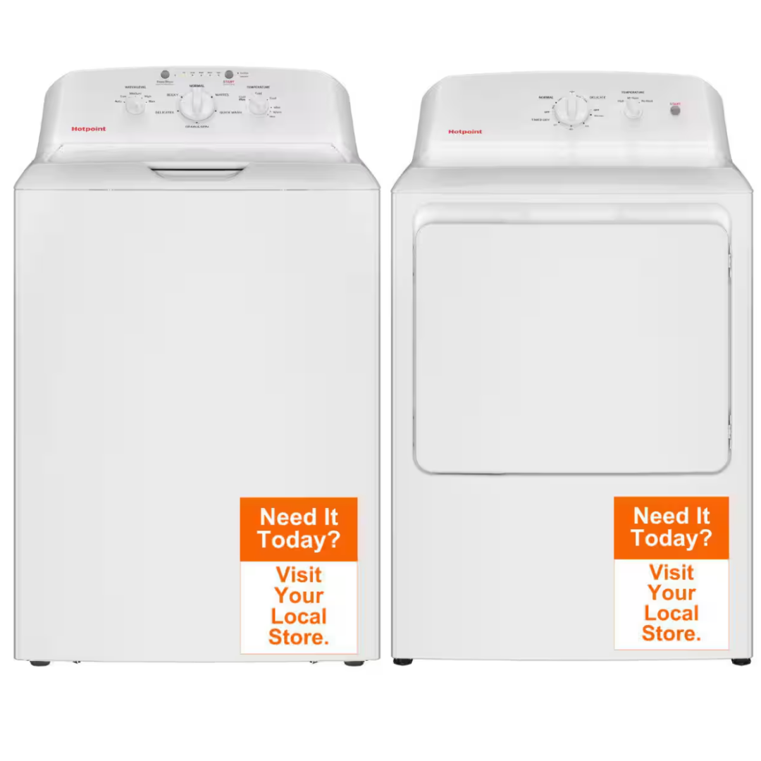GE 6.2 cu. ft. Cap Electric Dryer & 4.0 cu. ft. Cap Washer - HTX26EASWWW / HTW265ASWWW