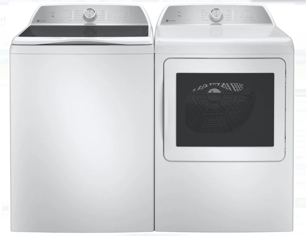 Washer & Dryer Set with Top Load Washer and Electric Dryer in White