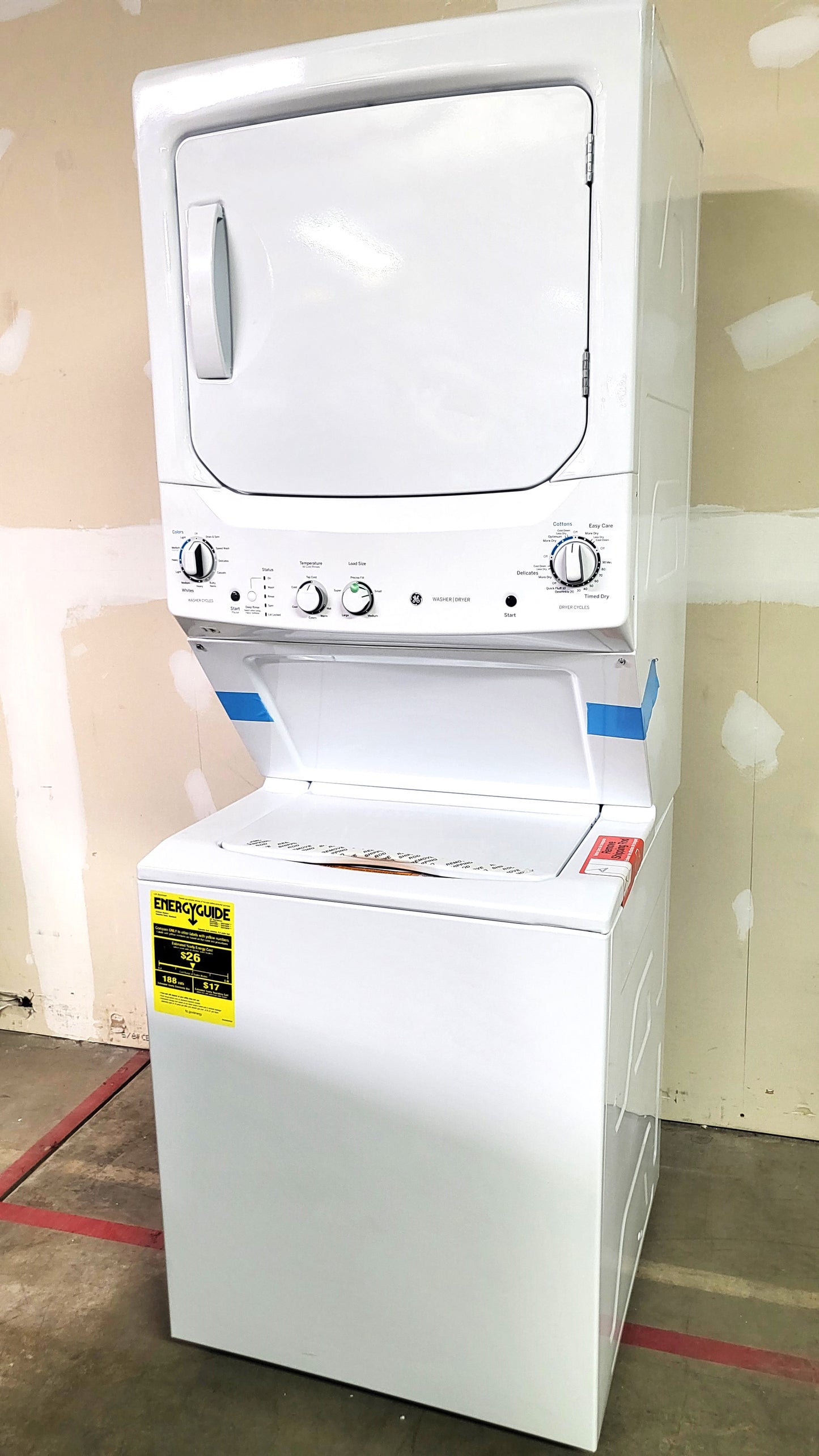 GE Unitized Spacemaker 3.8 Cu. Ft. Washer and 5.9 Cu. Ft. Electric Dryer - GUD27ESSMWW