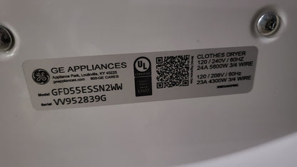 GE ENERGY STAR 7.8 cu. ft. Capacity Smart Front Load Electric Dryer - GFD55ESSNWW