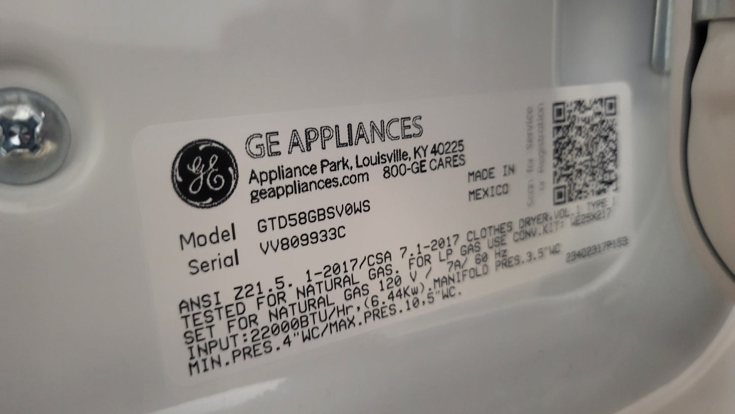 GE 7.4 cu. ft. Capacity with Sensor Dry Gas Dryer - GTD58GBSVWS