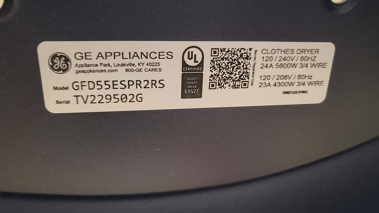 GE 7.8 cu. ft. Capacity Smart Front Load Electric Dryer - GFD55ESPRRS