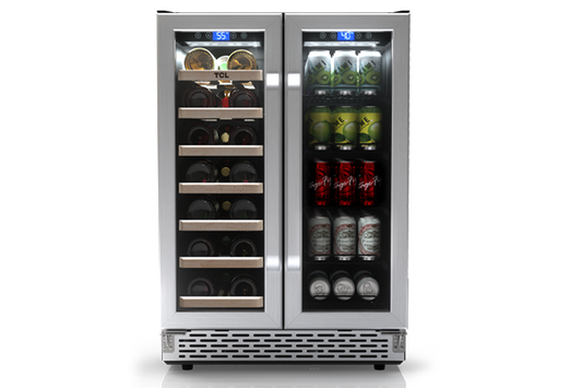 TCL 23.4-in W 20-Bottle Capacity Stainless Steel Dual Zone Cooling Wine Cooler - B422D
