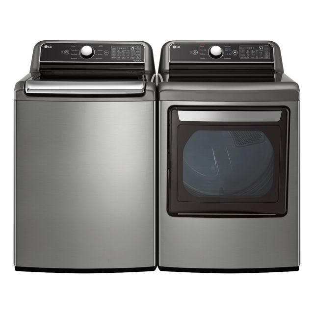 LG TurboWash 5.5cu Top-Load Washer & 7.3cu Electric Dryer - Graphite Steel