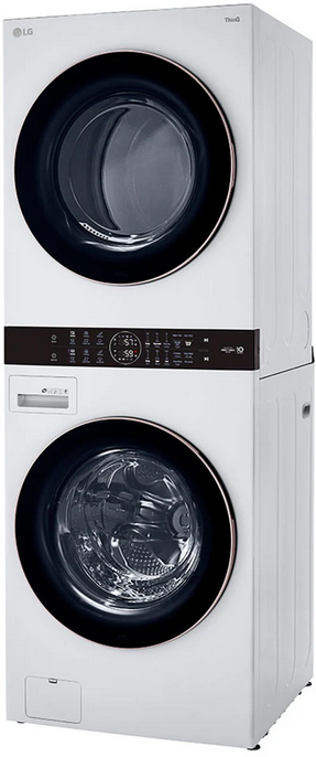 LG Stacked Laundry Center Front Load 4.5cu Washer & 7.4cu Electric Dryer (White)