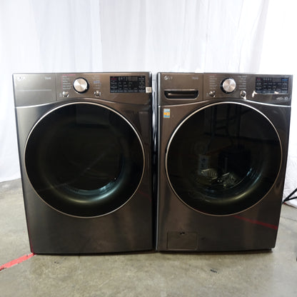 LG 4.5cu Stackable Front Load Washer & 7.4cu Electric Dryer - Black Steel