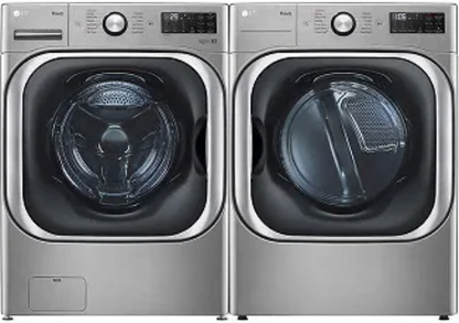 LG 5.2cu Mega Capacity Front Load Washer & 9.0cu Electric Dryer - Graphite Steel