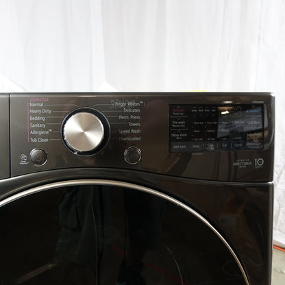 LG 4.5cu Stackable Front Load Washer & 7.4cu Electric Dryer - Black Steel