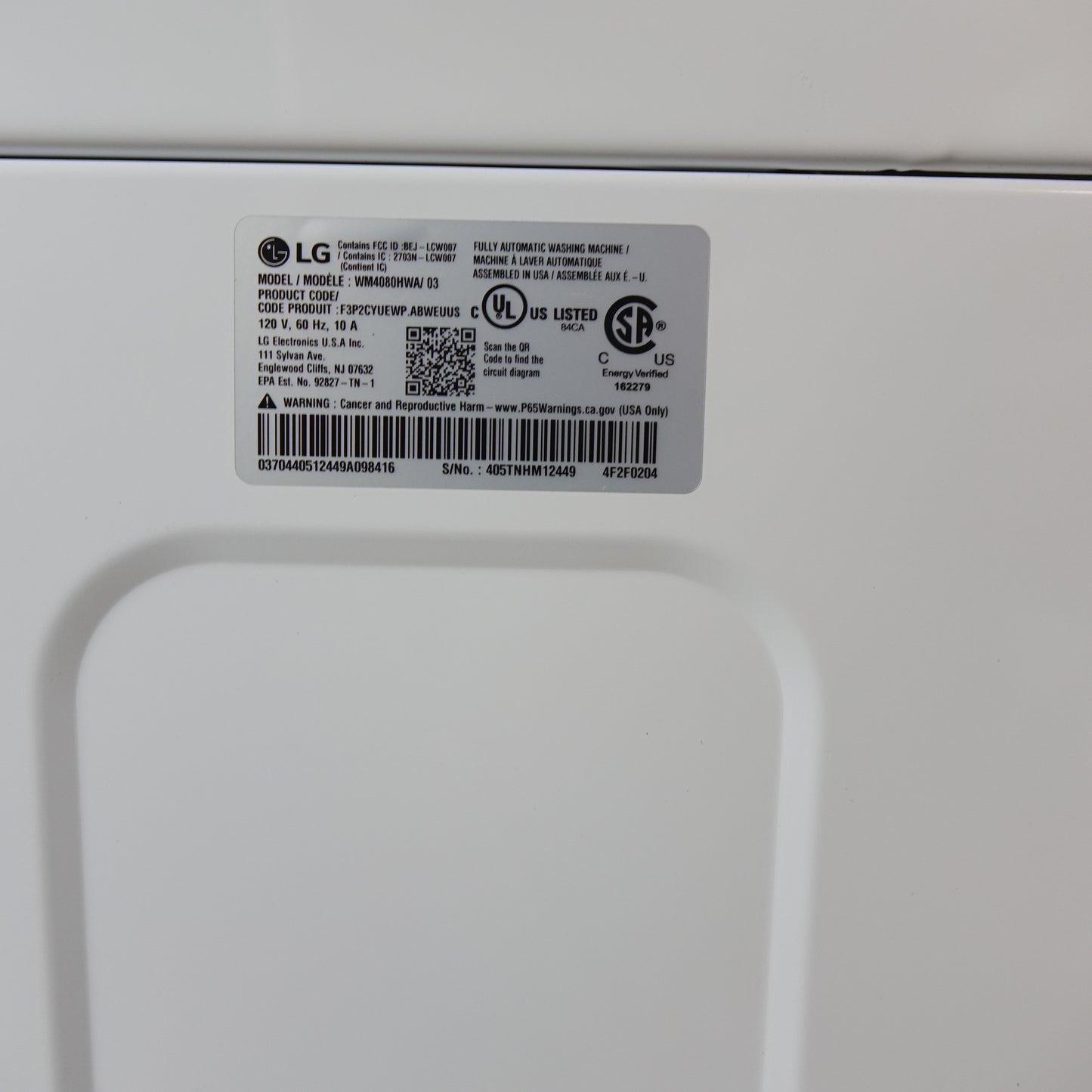 LG 4.5cu Stackable Front Load Washer & 7.4cu Electric Dryer - White