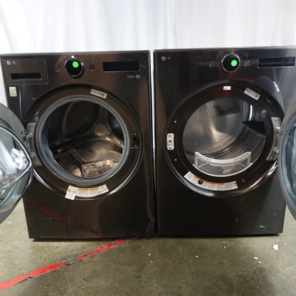 LG Stackable 5.0cu Front Load Washer & 7.4cu Vented Electric Dryer - Black Steel