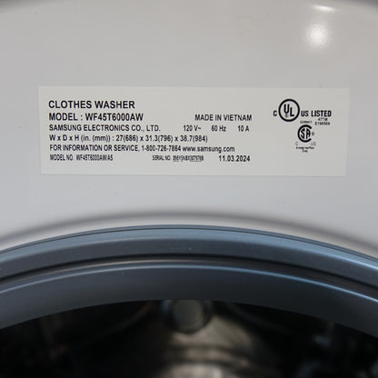 Samsung 4.5cu Front Load Washer w/ Vibration Reduction - WF45T6000AW