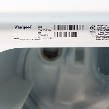 Whirlpool 3.8cu Top Load Washer and 7.0cu Gas Dryer - WTW4955HW