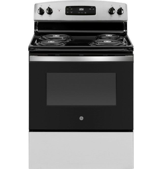 GE 30" 5.0Cu Ft Oven Stainless Steel Free-Standing Coil Top Electric Range