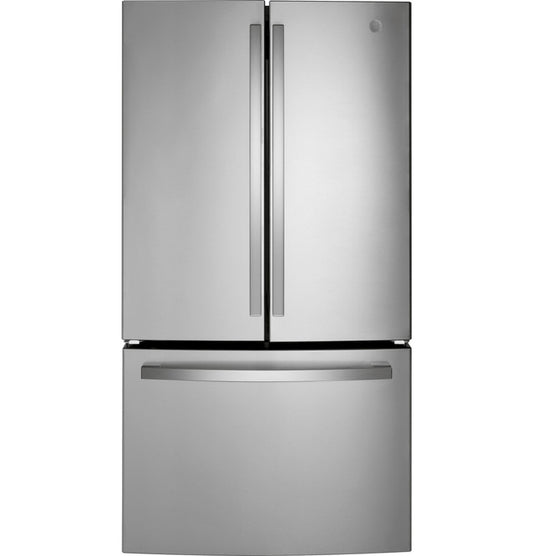 GE 27.0CuFt Fingerprint Stainless French-Door Refrigerator Inside Water/IceMaker