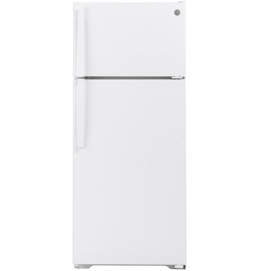 GE 28in 17.5Cu Ft White Top-Freezer Refrigerator, Frost Free, Reversible Hidges