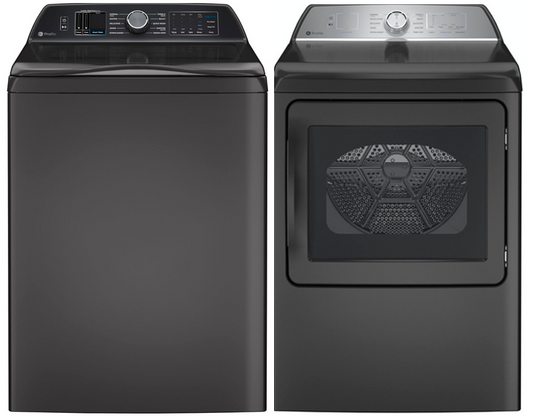 GE Profile 5.4Cu FlexDispense Top Load Washer & 7.4Cu Electric Dryer Sensor Dry