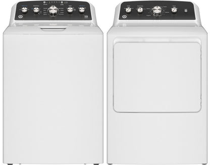 GE 4.5Cu Top Load Washer, Wash Boost & 7.2Cu Extended Tumble Electric Dryer