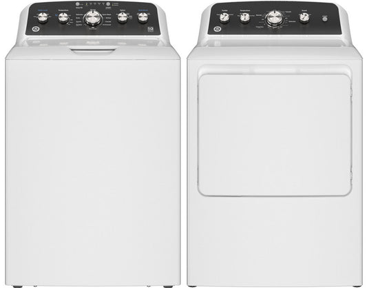 GE 4.5Cu Top Load Washer, Wash Boost & 7.2Cu Extended Tumble Electric Dryer