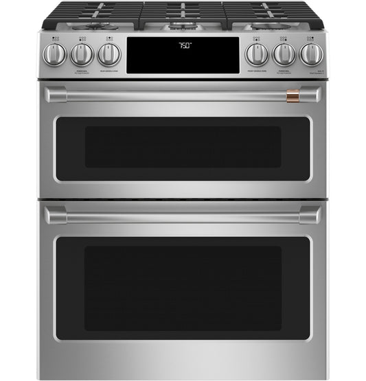 GE Cafe  30" Smart Slide-In, Front-Control, Gas Double-Oven Range Convection