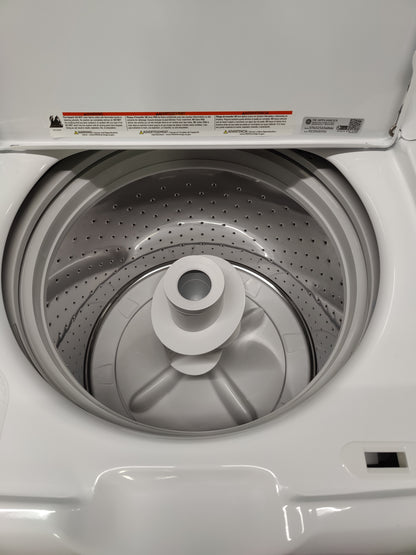 GE 4.5Cu Top Load Washer, Wash Boost & 7.2Cu Extended Tumble Electric Dryer