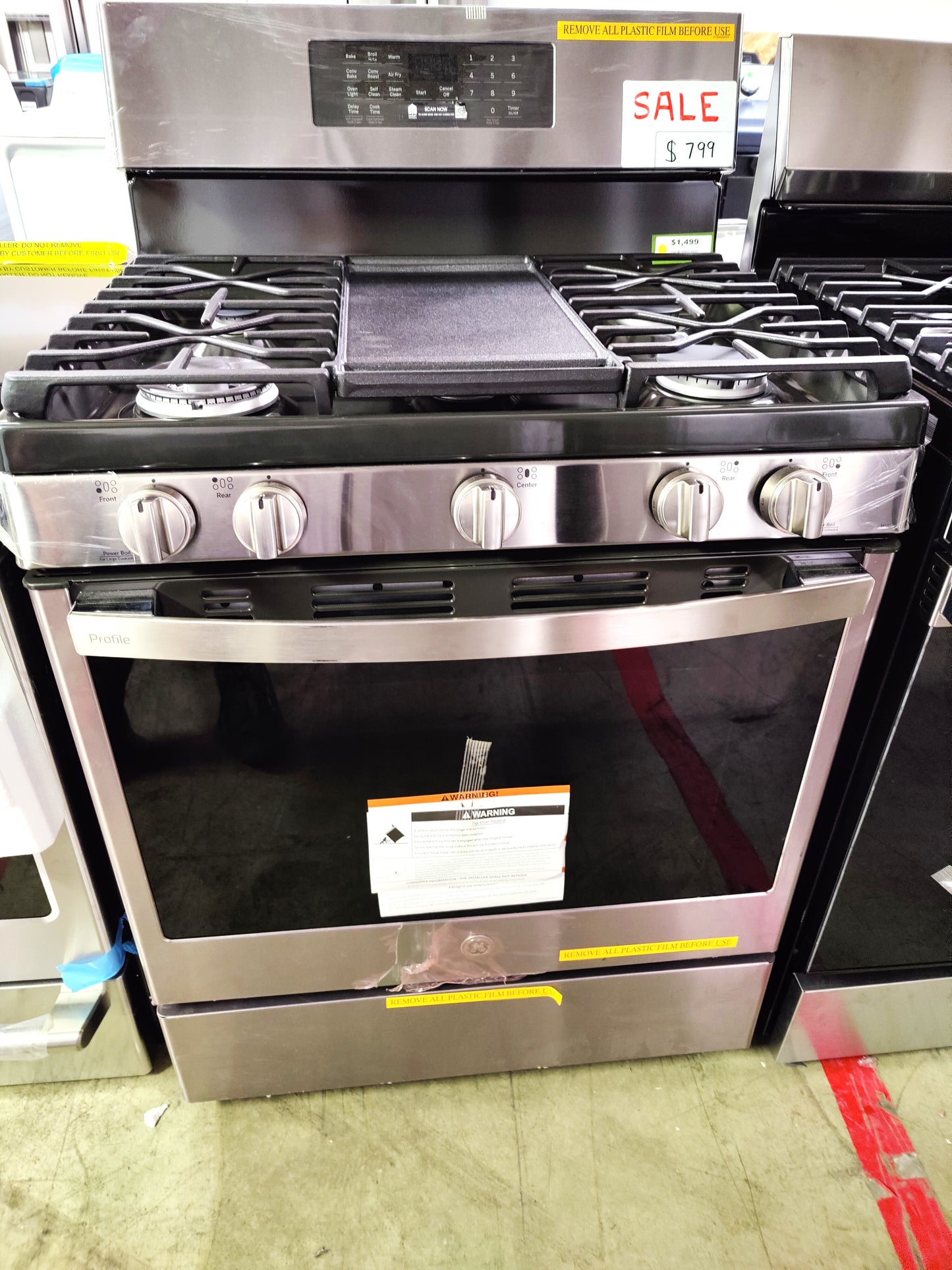 GE Profile Free-Standing Self Clean Oven Gas Fingerprint Resistant Range Air Fry