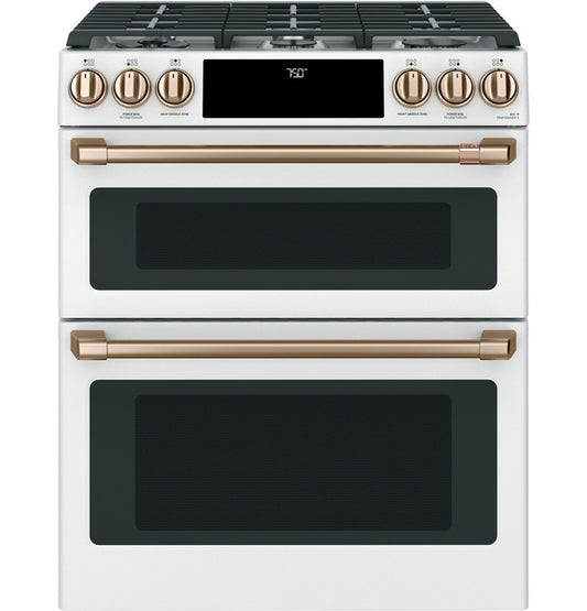 Cafe 30" Smart Slide-In, Gas Double-Oven Range - CGS750P4MW2