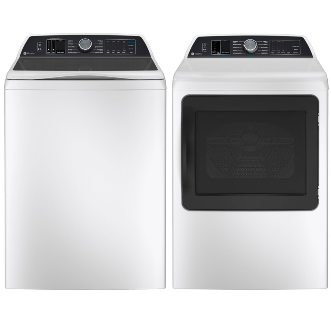 GE Pro 7.4 cu. ft. Cap Dryer & 5.3 cu. Ft. Cap Washer - PTD70EBSTWS, PTW705BSTWS