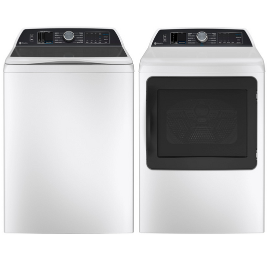 GE Pro 7.4 cu. ft. Cap Dryer & 5.3 cu. Ft. Cap Washer - PTD70EBSTWS, PTW705BSTWS