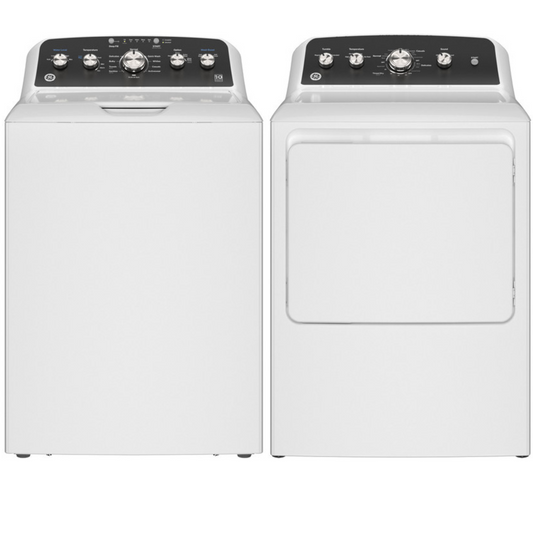 GE 7.2 cu. ft. Cap Gas Dryer & 4.5 cu. ft. Cap Washer - GTD48GASWWB, GTW485ASWWB