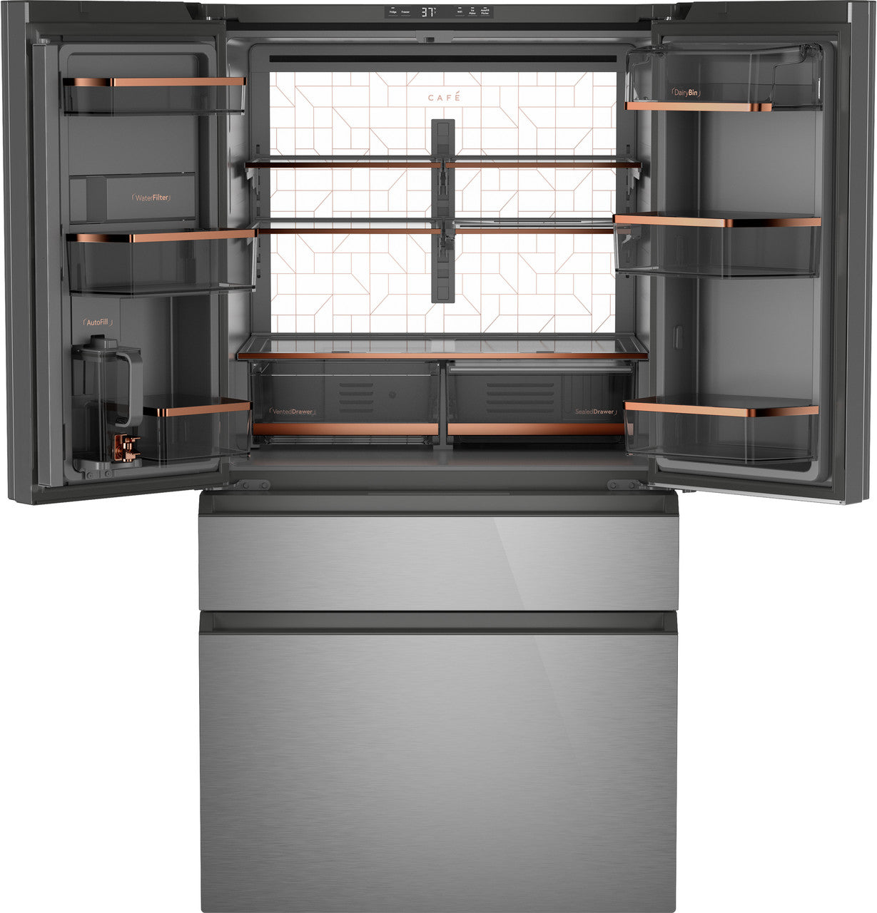 GE Cafe 28.7Cu Ft Smart 4-Door Refrigerator (Platinum Glass) - CGE29DM5TS5