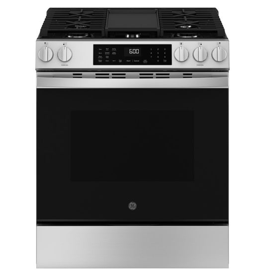 GE 30" Slide-In Front-Control Convection Gas Range - GGS600AVFS