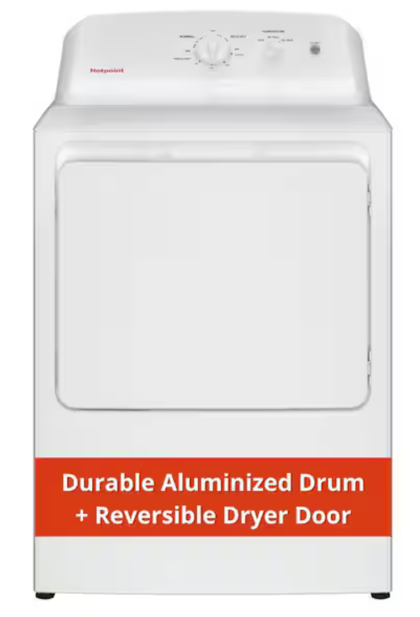 Hotpoint 6.2 cu. ft. Capacity Electric Dryer with Shallow Depth - HTX26EASWWW