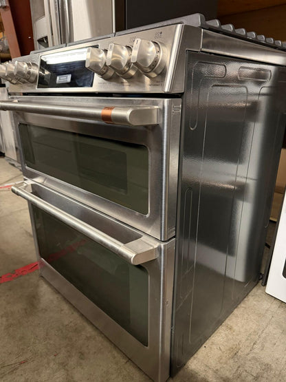 Cafe  30" Smart Slide-In, Front-Control, Gas Double-Oven Range - CGS750P2MS1