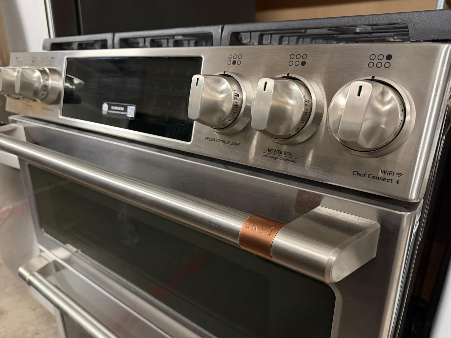 Cafe  30" Smart Slide-In, Front-Control, Gas Double-Oven Range - CGS750P2MS1