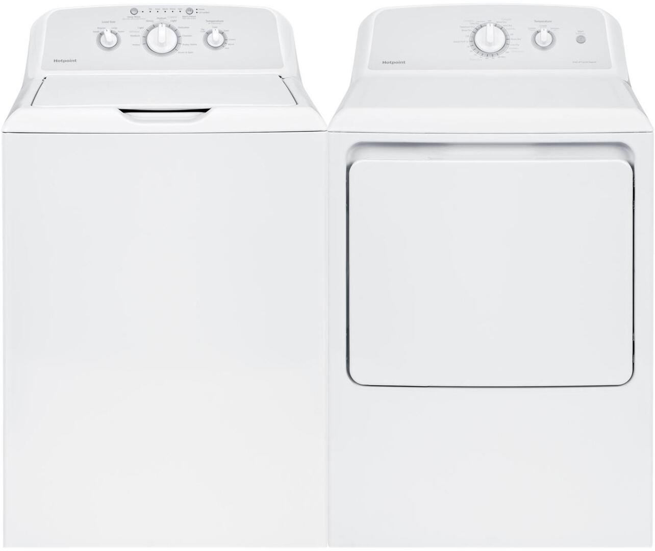 Hotpoint 3.8 Cu. Ft. Top Load Washer and 6.2 Cu. Ft. Electric Dryer Se ...