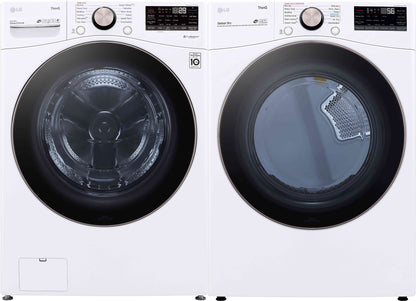 LG 4.5cu Stackable Front Load Washer & 7.4cu Electric Dryer - White