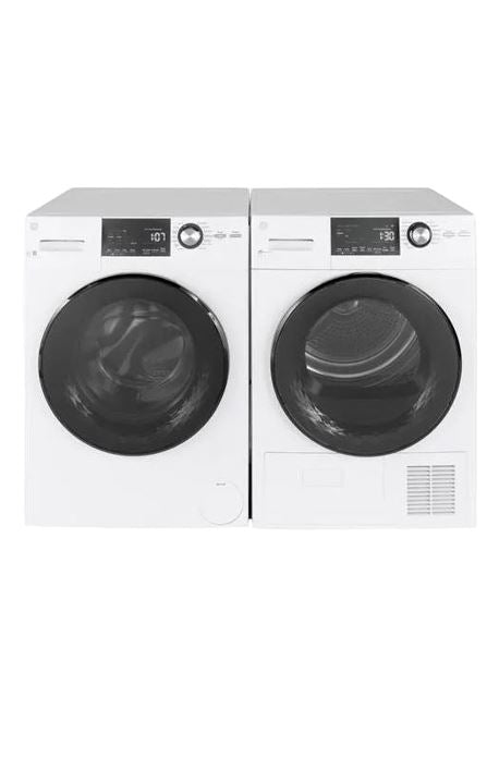 GE 24in Stackable Washer & Dryer Set with Front Load Washer and Electric Dryer in White
