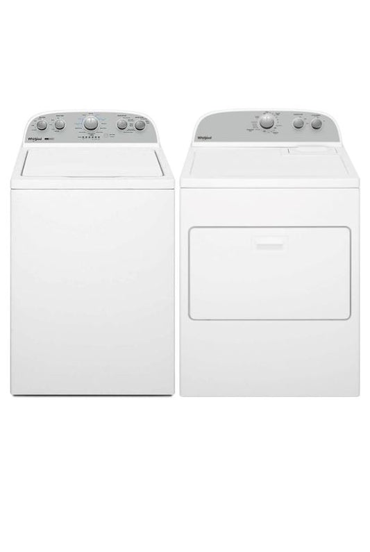 Whirlpool 3.8-3.9 cu ft High Efficiency 2 in 1 Removable Agitator Top-Load Washer & 7 cu ft Heavy-Duty AutoDry Electric Dryer Set (White) - WTW4957PW/WED4815EW