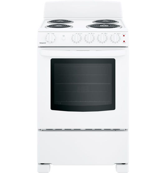 HOTPOINT 24" ELECTRIC FREE-STANDING FRONT-CONTROL RANGE - RAS240DMWW