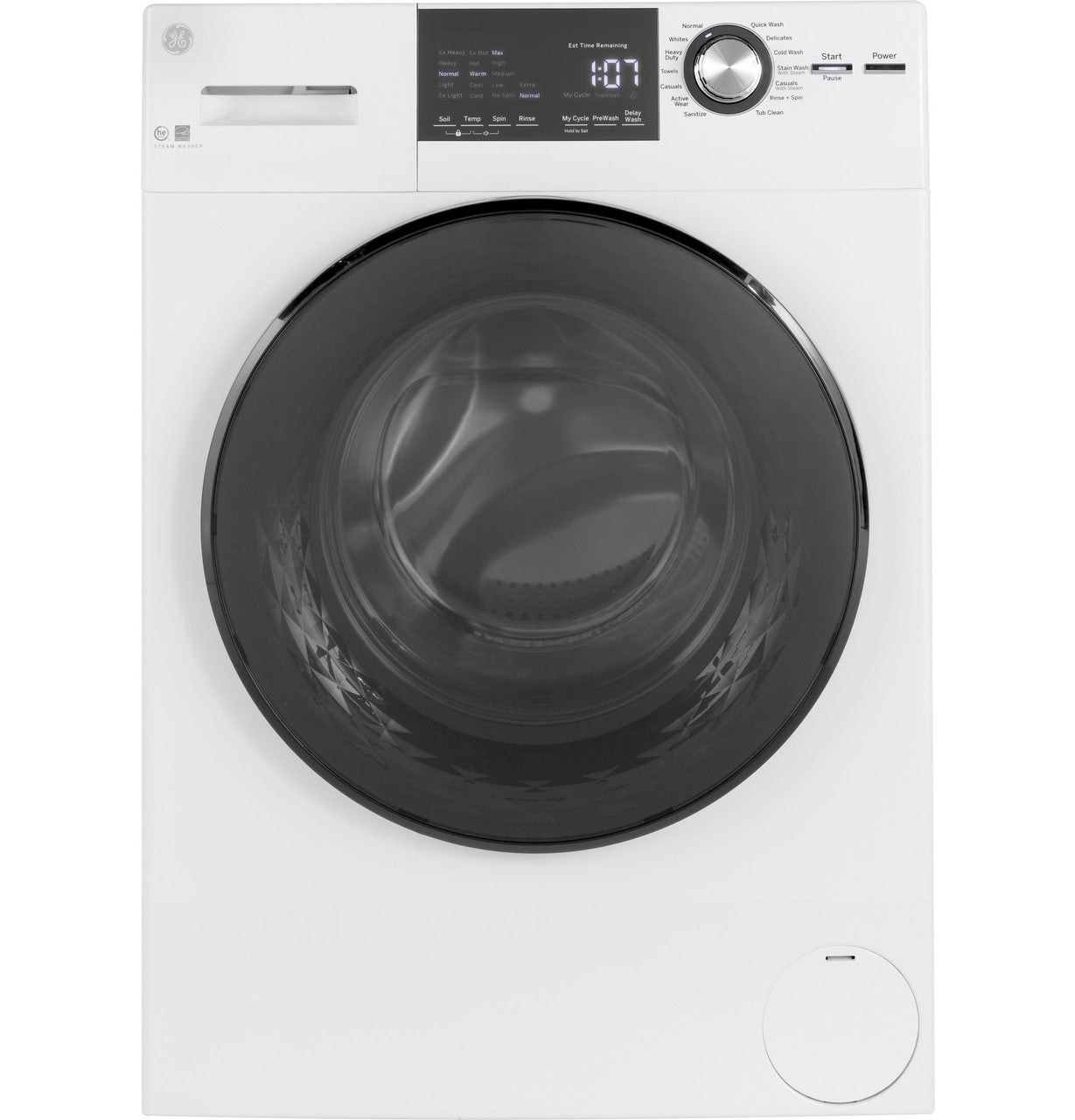 GE 24" 2.4 Cu. Ft. Front Load Washer with Steam - GFW148SSMWW