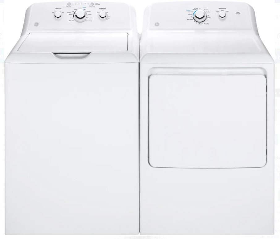 Washer & Dryer Set with Top Load Washer and Electric Dryer in White